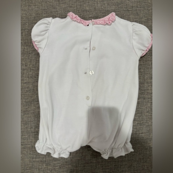 Little English White and Pink Baby Romper - size 6M - Picture 2 of 3